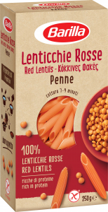 TJESTENINA OD CRVENE LECE 250G, GLUTEN FREE, PROTEIN, PENNE RED LENTILS 250GX10