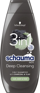 SCHAUMA ŠAMPON 400 ML 3IN1 CHARCOAL & CLAY