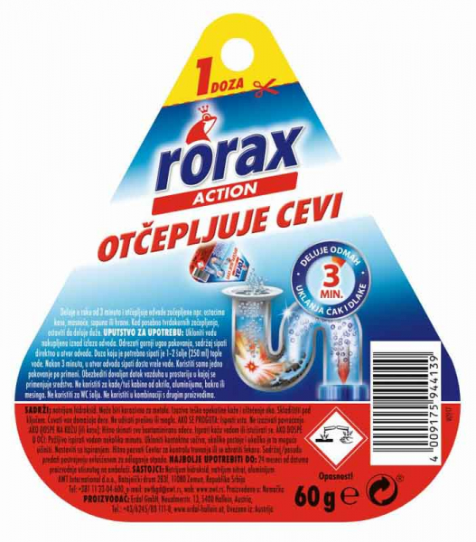 RORAX ČISTAČ ODVODA U GRANULAMA 60 ML
