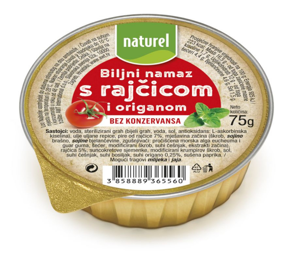 NATUREL BILJNI NAMAZ OD RAJČICE S ORIGANOM - BEZ KONZERVANSA 75G-ALU