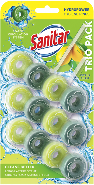 90118 SANITAR HYGIENE RINGS CITRUS3X40 G TRIO BLOK