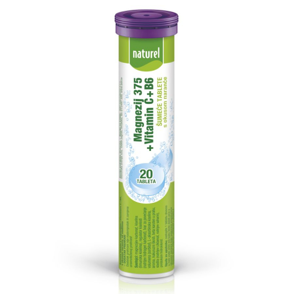 NATUREL ŠUMEĆE TABLETE MAGNEZIJ 375 + VIT C + VIT B6 SA ZASLAĐIVAČEM  80 G