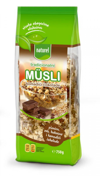 NATUREL TRADICIONALNI MUSLI S  KOM.ČOKOLADE 750